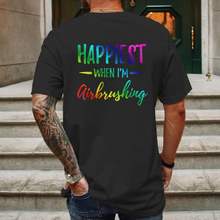 Airbrushing Happiest Funny Artist Gift Idea Cool Gift Graphic Design Printed Casual Daily Basic Mens Back Print T-shirt Gifts for Men