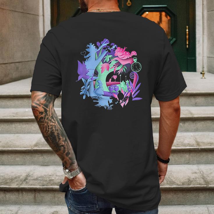 Alice In Wonderland Neon Forest Silhouette Mens Back Print T-shirt Gifts for Men