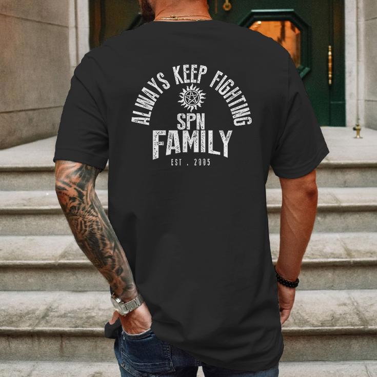 Always Keep Fighting Spn Family Est 2005 Mens Back Print T-shirt Gifts for Men