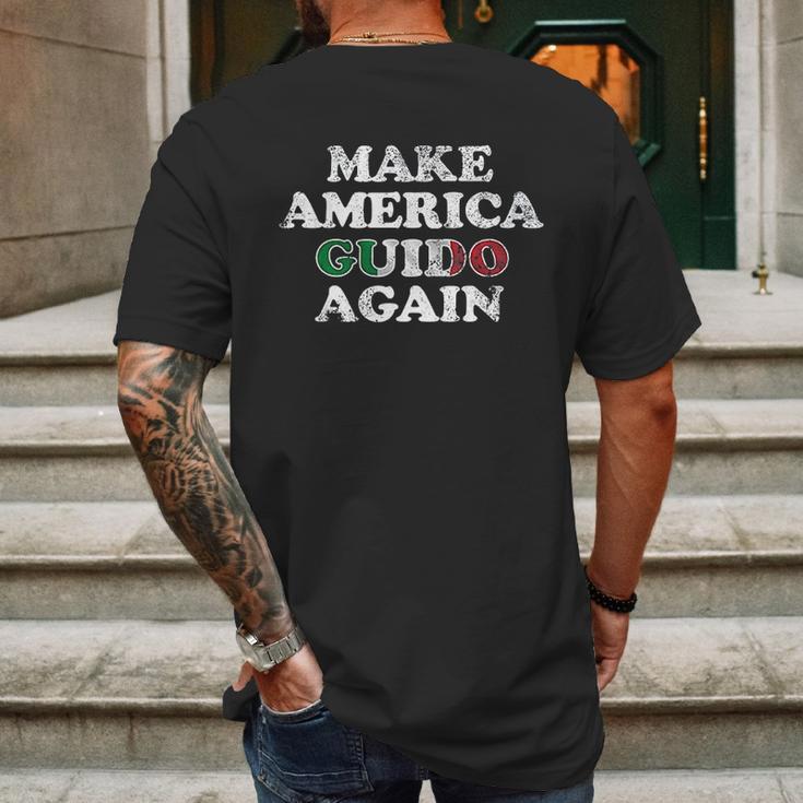 Make America Guido Again Funny Distressed Mens Back Print T-shirt Gifts for Men