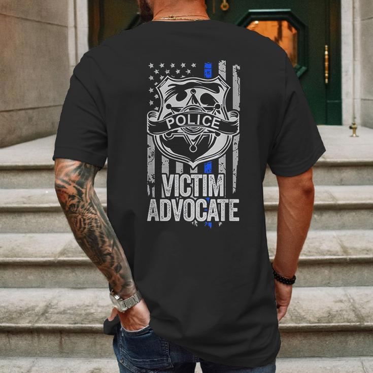 American Flag Blue Thin Line Apparel Advocate Police Mens Back Print T-shirt Gifts for Men