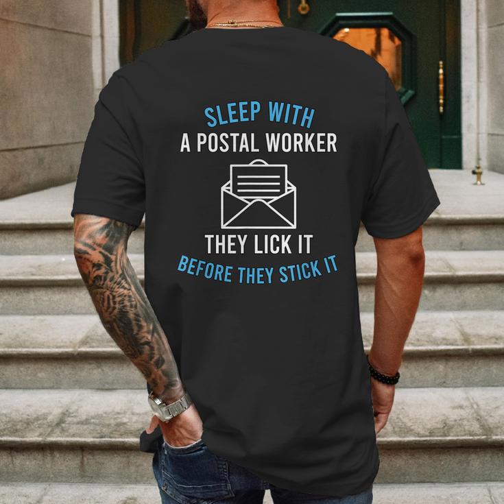 American Postal Worker Sleep With A Mailman Mail Escort Mens Back Print T-shirt Gifts for Men