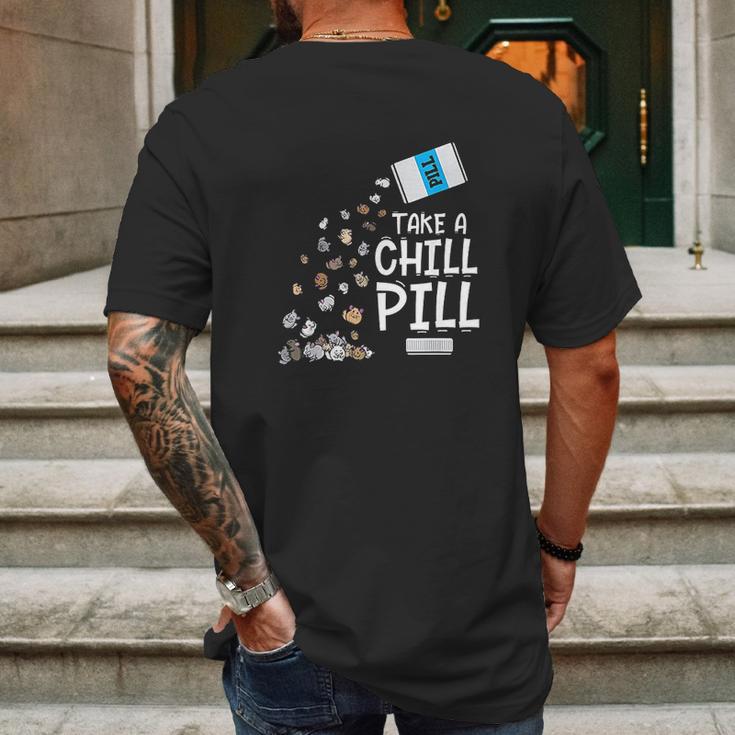 Animal Meme Gift Chill Pill Pun Chinchilla Mens Back Print T-shirt Gifts for Men