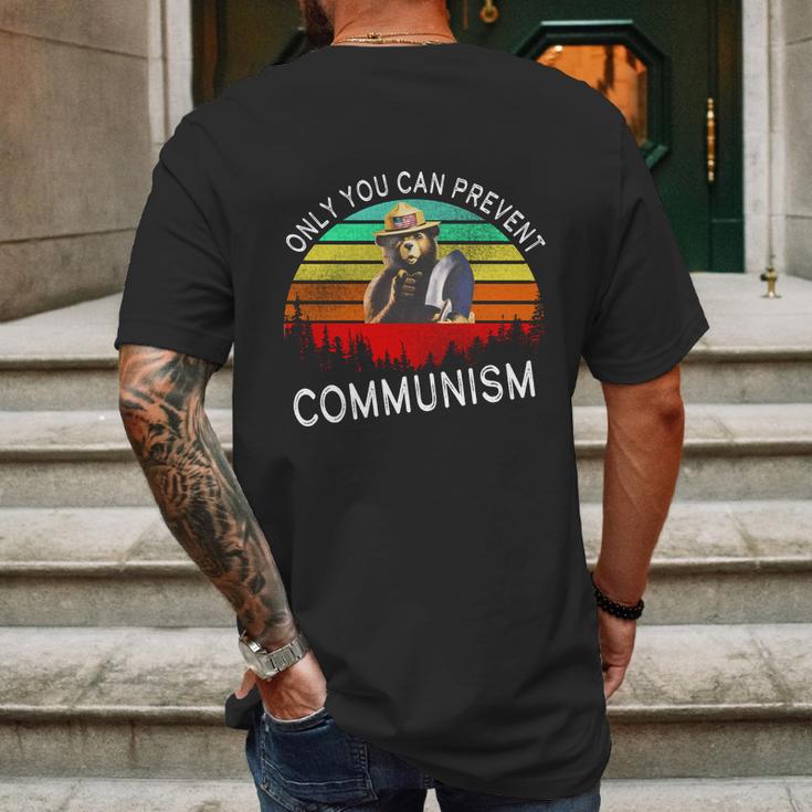 Anti Communism Capitalism Antisocialist Bear Mens Back Print T-shirt Gifts for Men