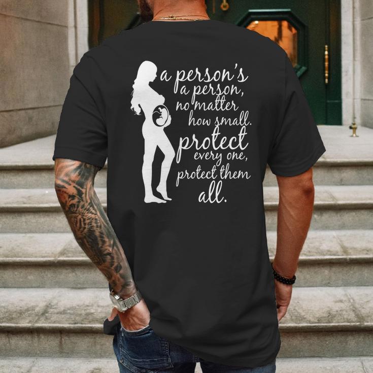 Antiabortion Prolife A Persons A Person Mens Back Print T-shirt Gifts for Men