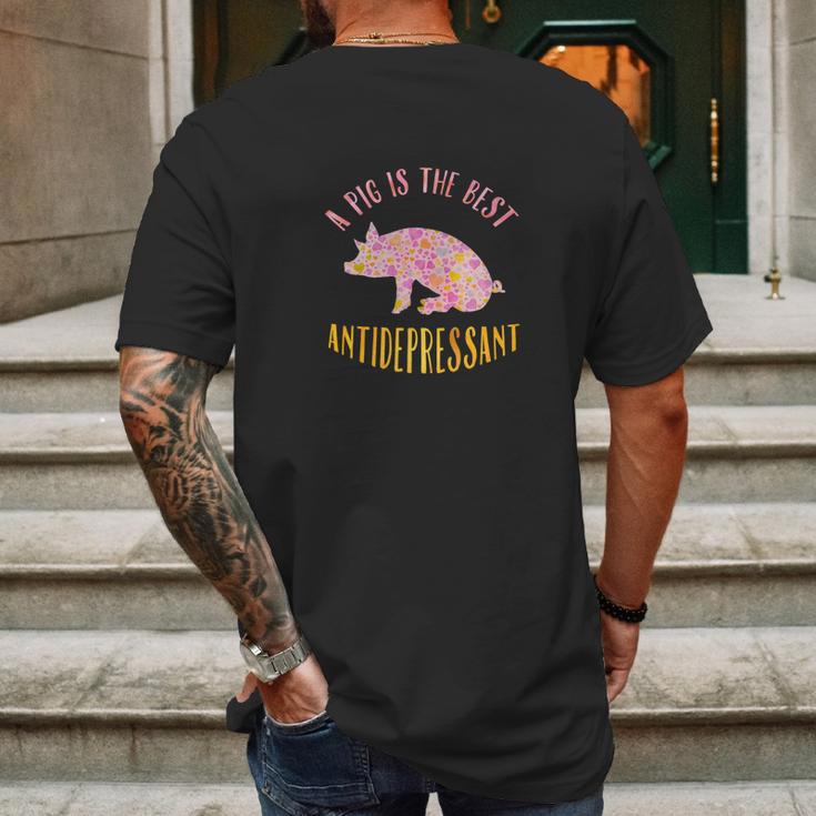 Antidepressant Mini Pig Lovers Gift Tee Mens Back Print T-shirt Gifts for Men