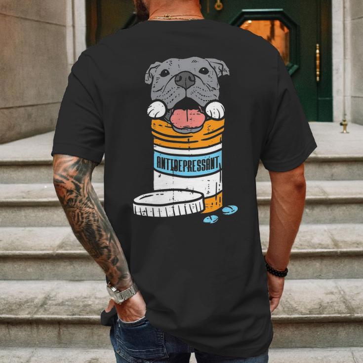 Antidepressant Pitbull Mens Back Print T-shirt Gifts for Men