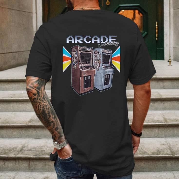 Arcade Cabinet Machine 1970 1980 1990 Video Game Collection Mens Back Print T-shirt Gifts for Men