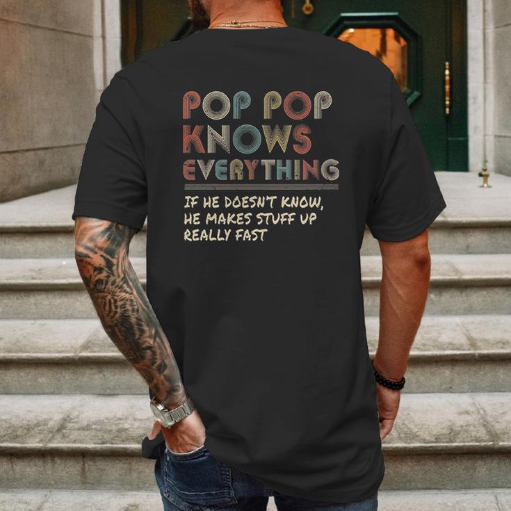 Ateesdas Pop Pop Know Everything Vintage Pop Pop Mens Back Print T-shirt Gifts for Men