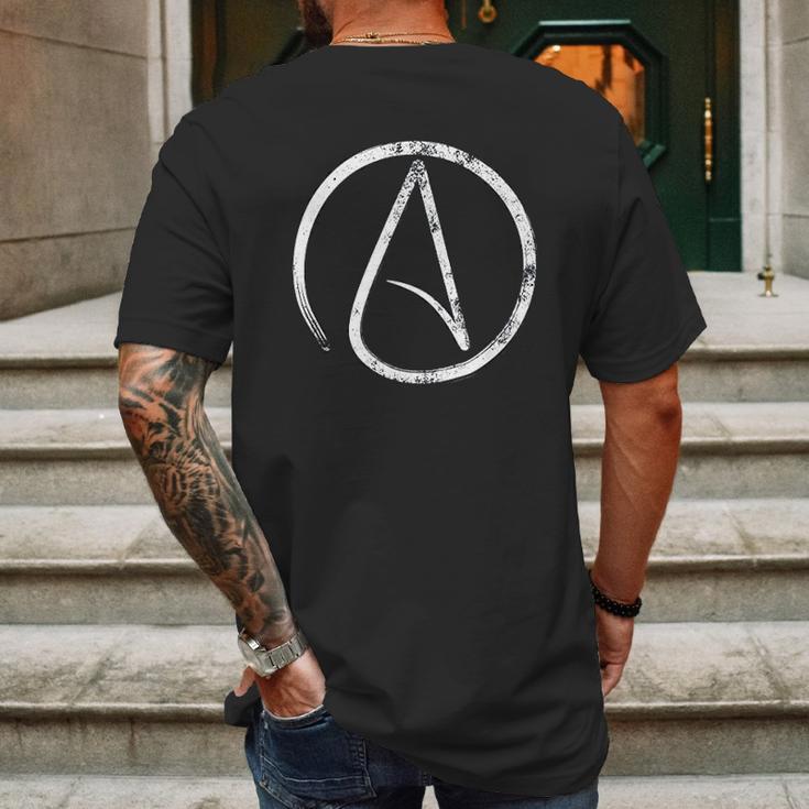 Atheism Symbol Distressed Atheist Mens Back Print T-shirt Gifts for Men