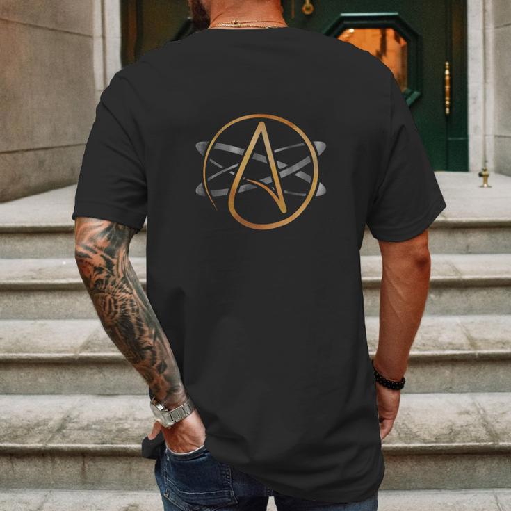 Atheist Logo Atheism Symbol Science Atom Agnostic T-Shirt Mens Back Print T-shirt Gifts for Men