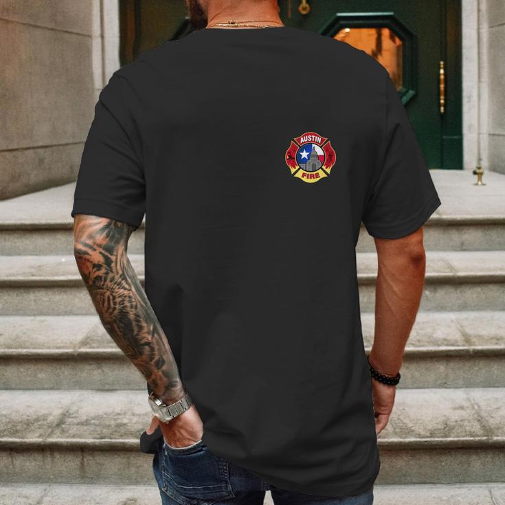 Austin Firefighter Mens Back Print T-shirt Gifts for Men