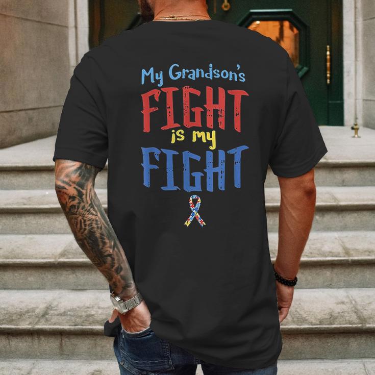 Autistic Grandsons Fight Grandparent Mens Back Print T-shirt Gifts for Men