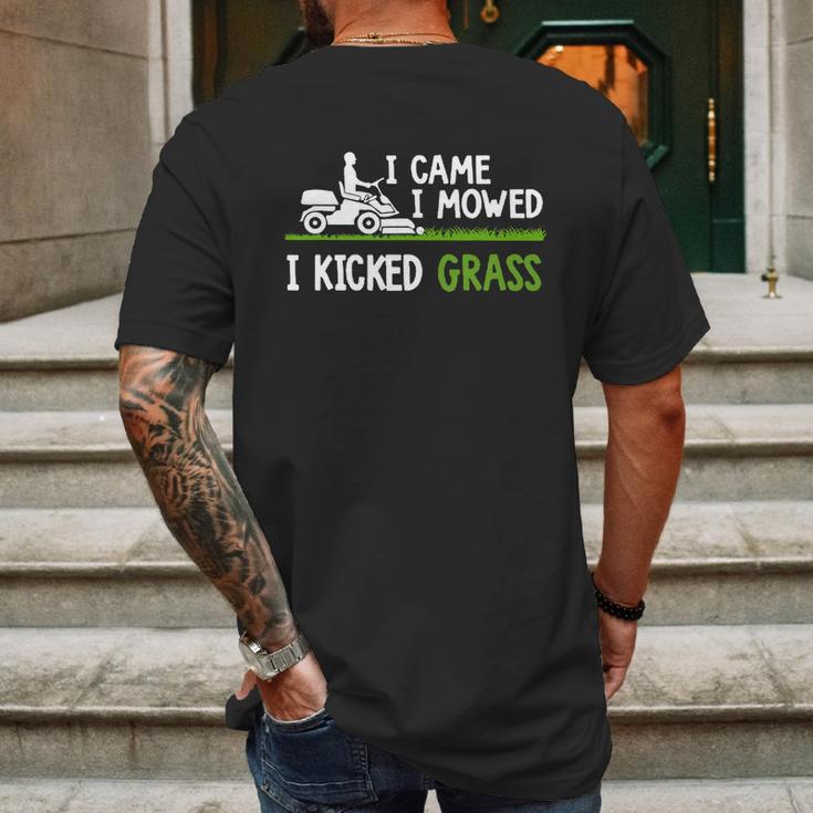 Awesome I Came I Mowed I Kicked Grass Gardener Saying Shirt Mens Back Print T-shirt Gifts for Men