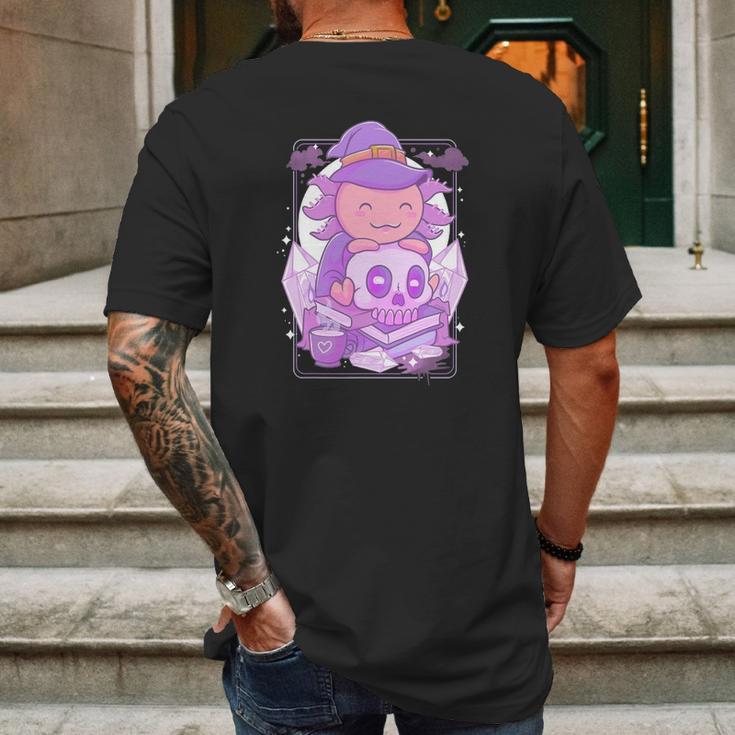 Axolotl Witch Halloween Witchcraft Cute Axolotl Pastel Goth Mens Back Print T-shirt Gifts for Men