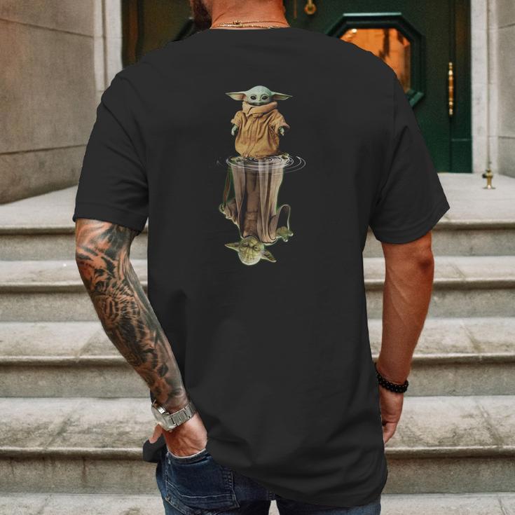 Baby Yoda Water Mirror Reflection Master Yoda Mens Back Print T-shirt Gifts for Men