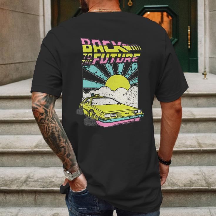 Back To The Future Delorean Sunrise Cartoon Mens Back Print T-shirt Gifts for Men