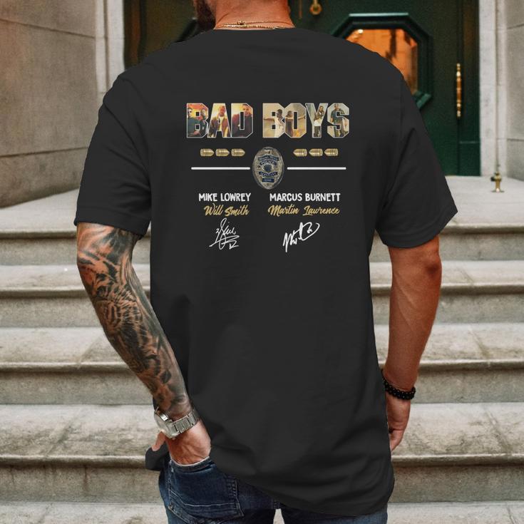 Bad Boys Movie Lovers Mike Lowrey Marcus Burnett Will Smith Martin Lawrence Signatures Mens Back Print T-shirt Gifts for Men