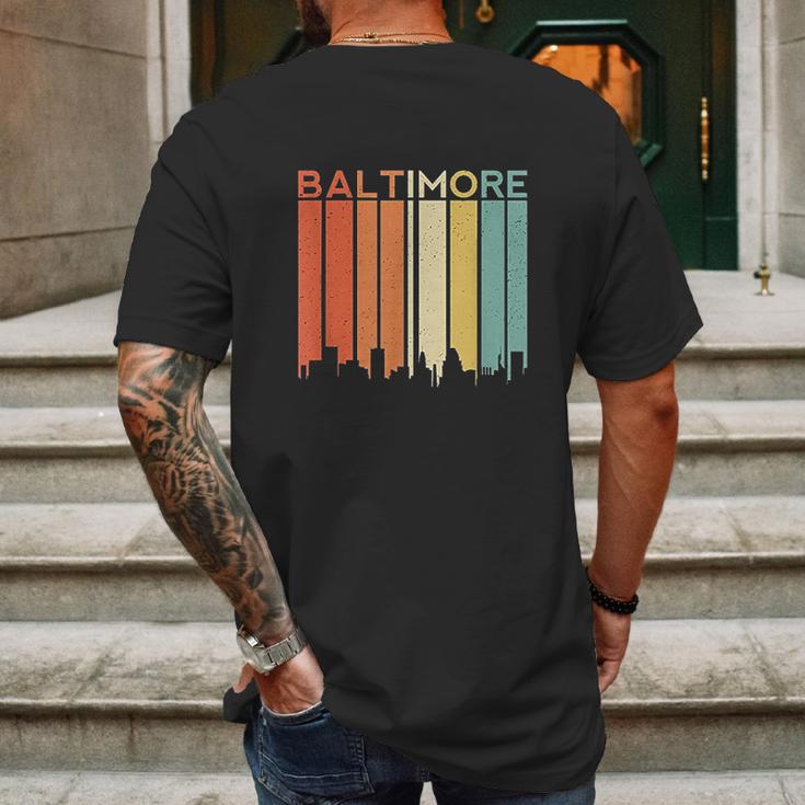 Baltimore Maryland Vintage Retro City Urban Skyline Seaport Mens Back Print T-shirt Gifts for Men