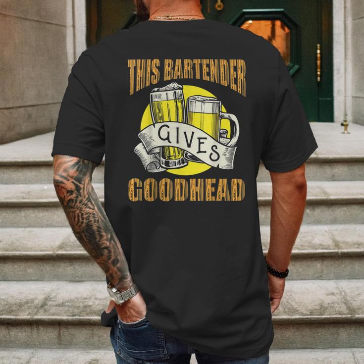 This Bartender Gives Good Head Retro Mens Back Print T-shirt Gifts for Men