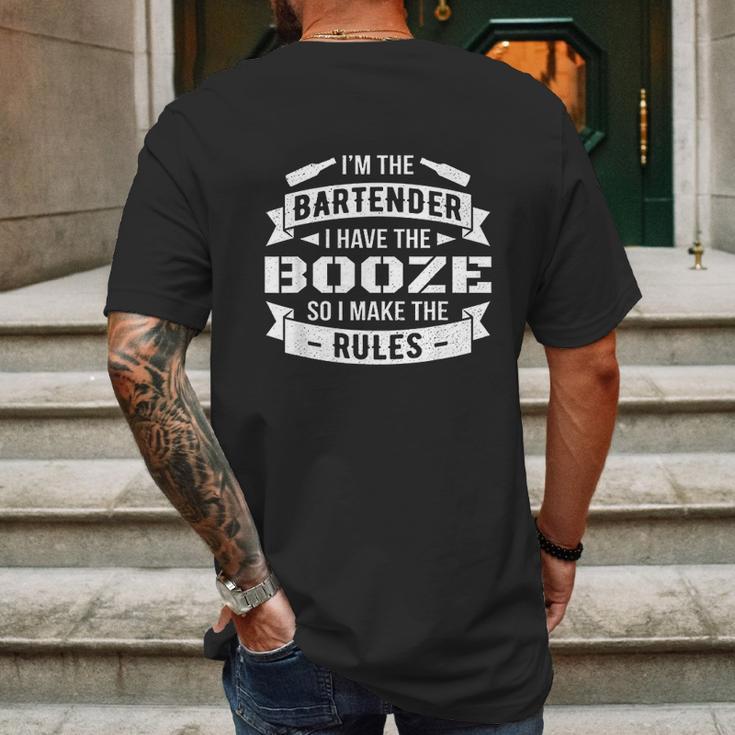 Bartenders Make The Rules Tipsy Booze Drinking Bartender Mens Back Print T-shirt Gifts for Men