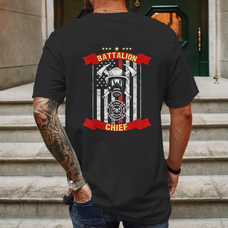 Battalion Chief American Firefighter Fireman Hero Gift Mens Back Print T-shirt Gifts for Men