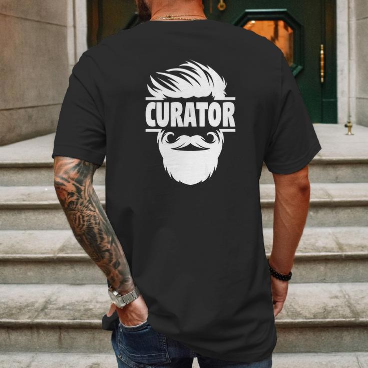 Bearded Curator Mens Back Print T-shirt Gifts for Men