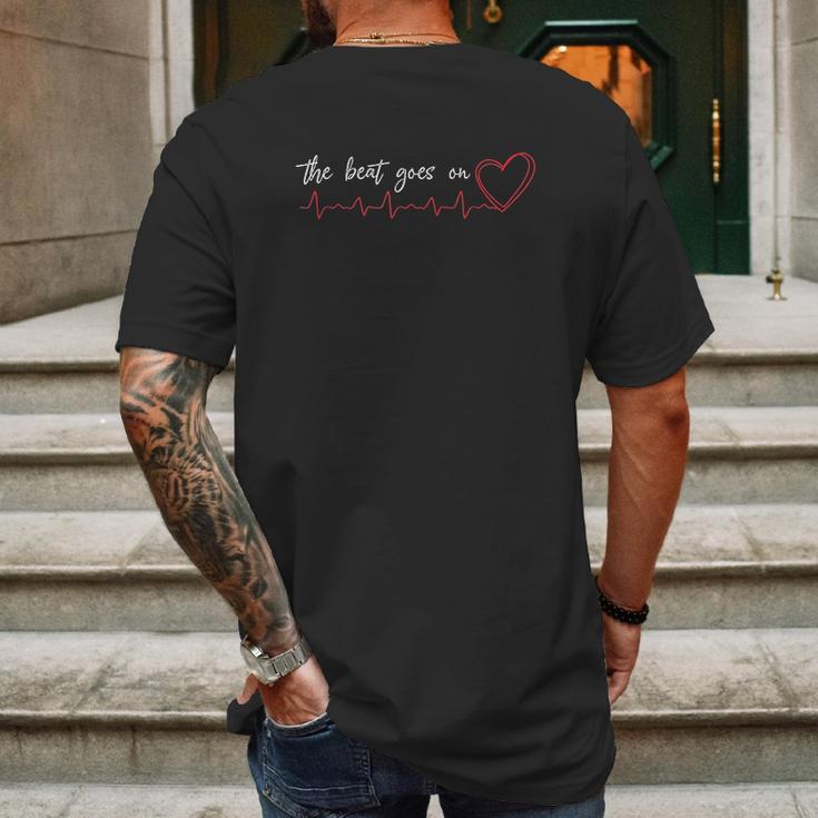 The Beat Goes On Heart Attack Survivor Warrior Mens Back Print T-shirt Gifts for Men