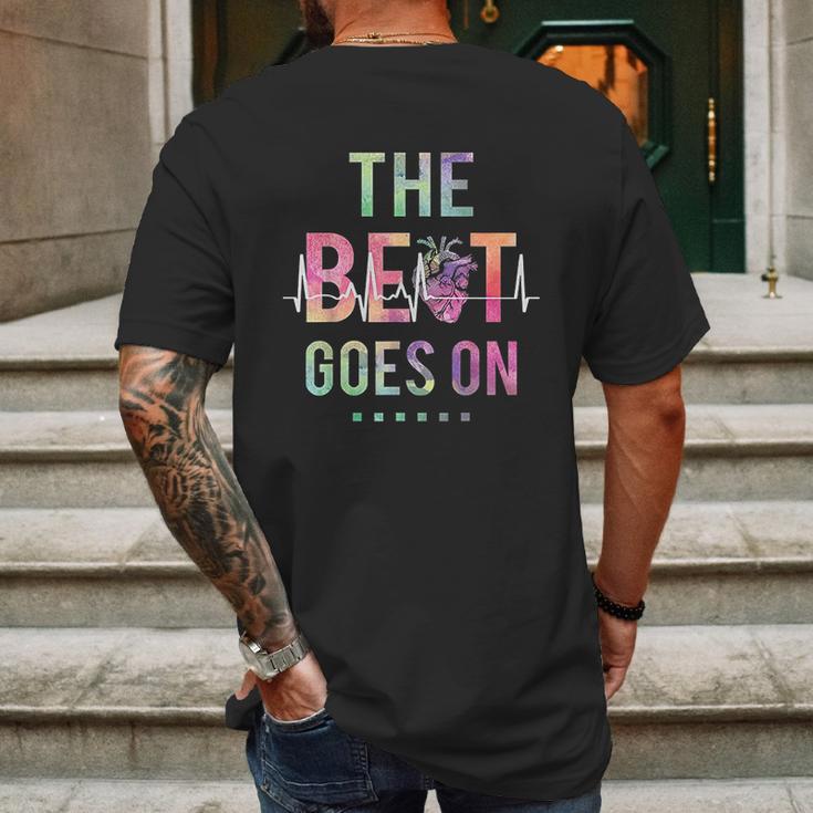 The Beat Goes On Heartbeat Rehab Heart Surgery Heart Gift Mens Back Print T-shirt Gifts for Men