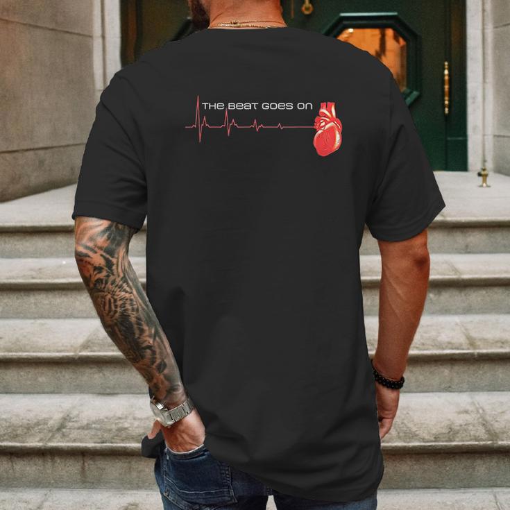 The Beat Goes On Open Heart Surgery Recovery Survivor Mens Back Print T-shirt Gifts for Men