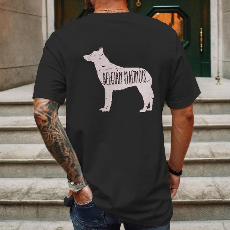 Belgian Malinois Dog Silhouette Mens Back Print T-shirt Gifts for Men