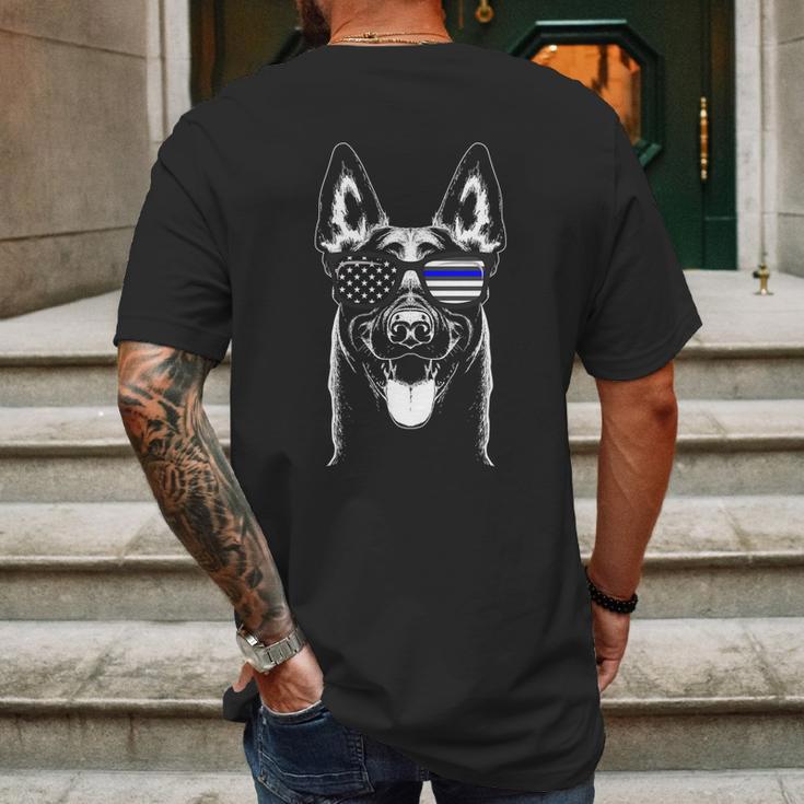 Belgian Malinois K9 Unit Thin Blue Line Flag Police Gift Cute Gift Mens Back Print T-shirt Gifts for Men