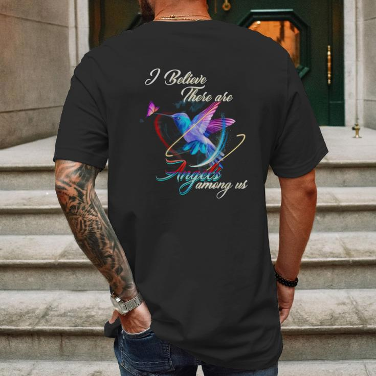 I Believe There Are Angels Among Us Hummingbird T-Shirt Mens Back Print T-shirt Gifts for Men