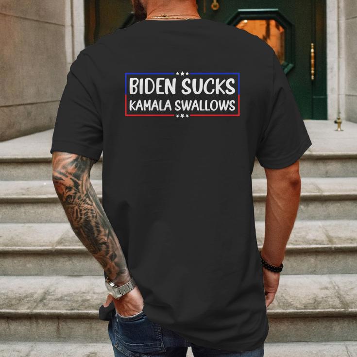 Biden Sucks Kamala Swallows Funny Biden And Kamala Graphic Design Printed Casual Daily Basic Mens Back Print T-shirt Gifts for Men