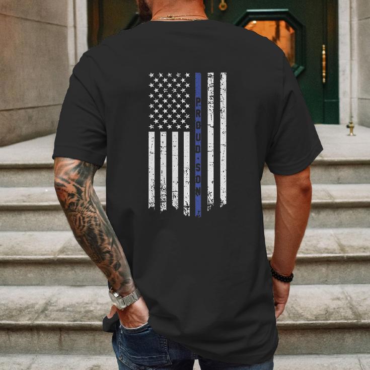 Big Boys Proud Son Thin Blue Line Flag Youth Mens Back Print T-shirt Gifts for Men