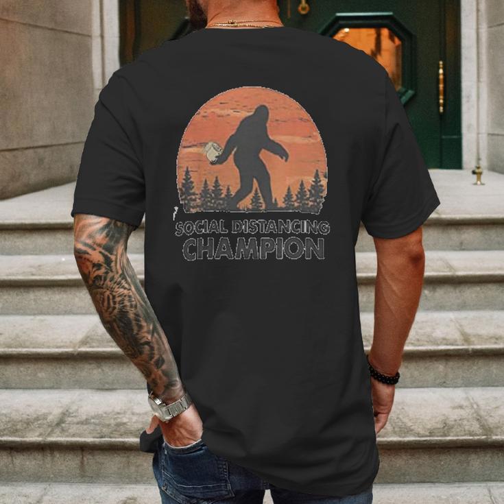 Bigfoot Social Distancing Mens Back Print T-shirt Gifts for Men