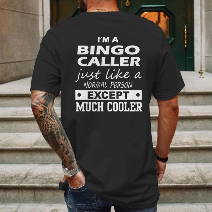 Bingo Caller Cooler Mens Back Print T-shirt Gifts for Men