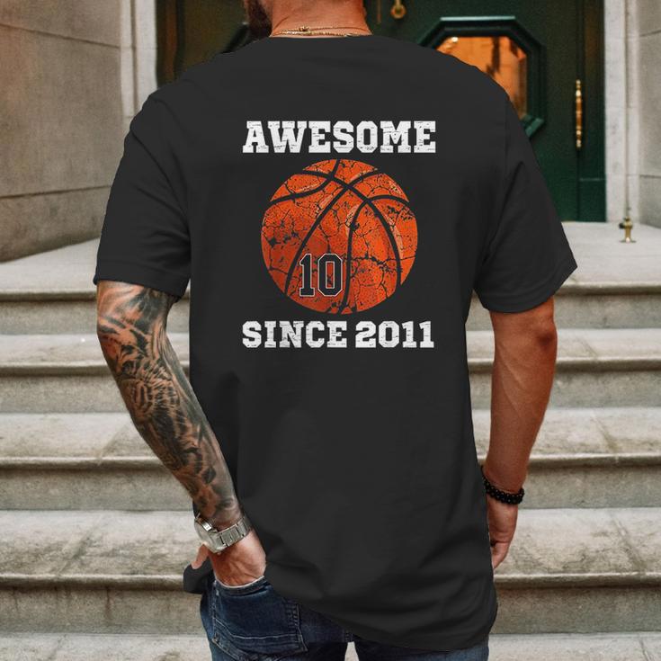 Birthday Basketball Lover Gift Vintage Since 2011 Mens Back Print T-shirt Gifts for Men