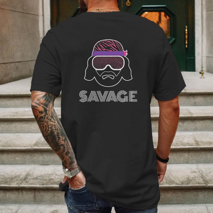 Black Macho Man Savage Face Mens Back Print T-shirt Gifts for Men