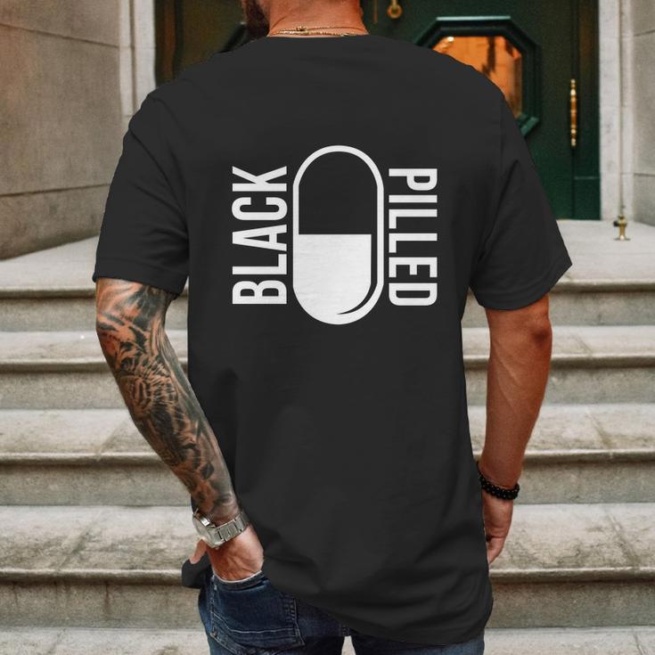 Blackpilledcom White Logo Mens Back Print T-shirt Gifts for Men