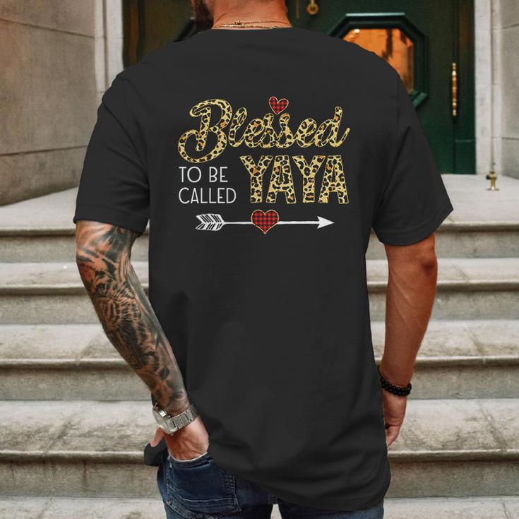 Blessed To Be Called Yaya Leopart Red Plaid Buffalo Xmas Mens Back Print T-shirt Gifts for Men