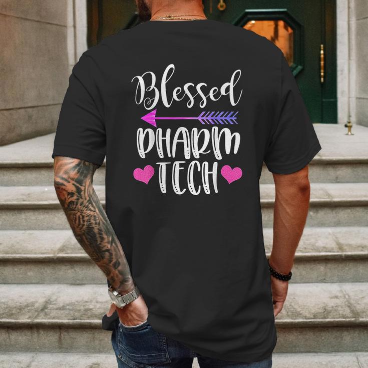 Blessed Pharm Tech Cute Pharmacy Technician Gift Mens Back Print T-shirt Gifts for Men