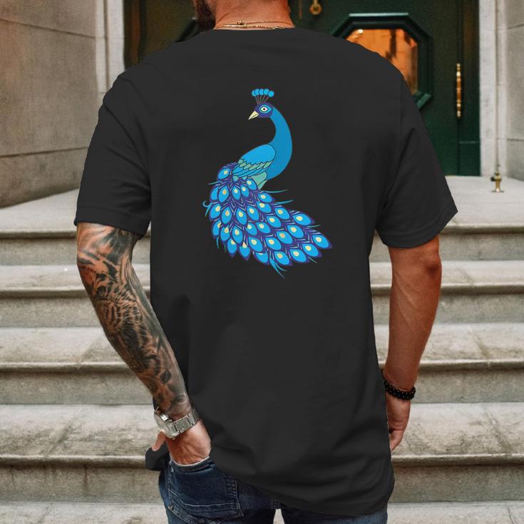 Blue Peacock Animal Peacock Mens Back Print T-shirt Gifts for Men