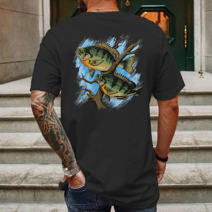 Bluegill Illustration Fishing Mens Back Print T-shirt Gifts for Men