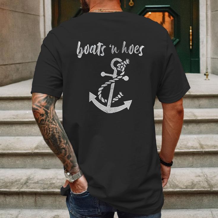 Boats N Hoes Funny Nautical Comedy Lake Ocean Mens Back Print T-shirt Gifts for Men