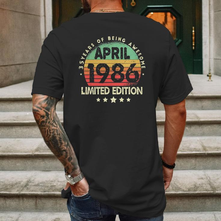 Born In April 1986 Vintage Limited Edition 35Th Birthday Mens Back Print T-shirt Gifts for Men