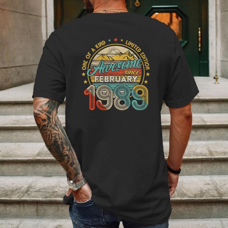 Born In February 1989 32Nd Birthday Gift Retro 32 Years Old Mens Back Print T-shirt Gifts for Men