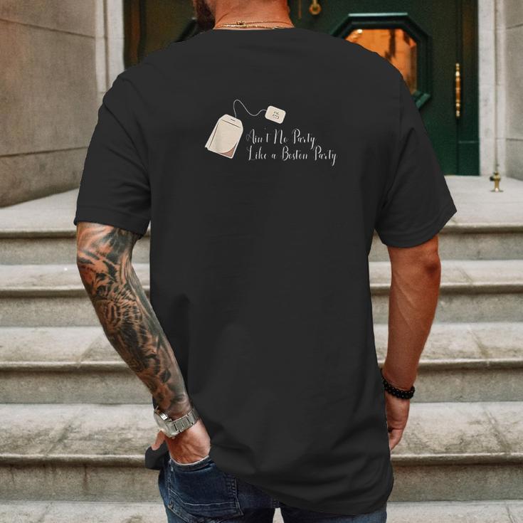 Boston Tea Party Pun Funny Politics History Teabag Mens Back Print T-shirt Gifts for Men