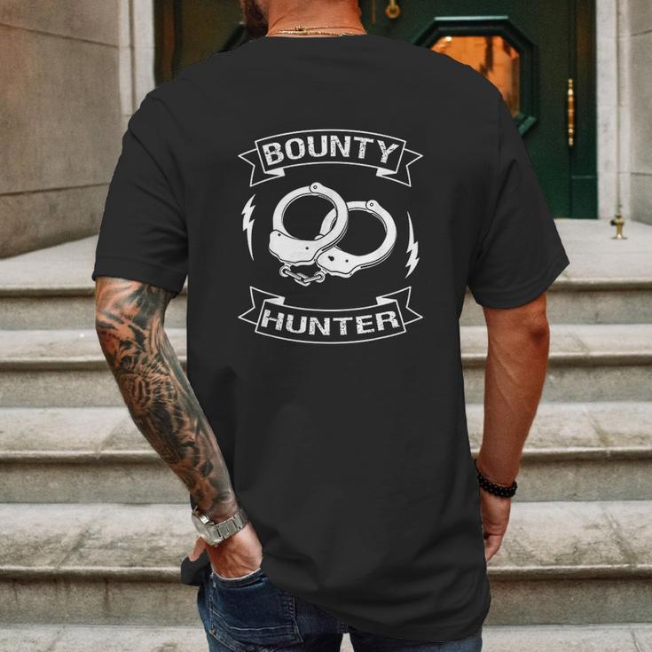 Bounty Hunter Bondsperson Fugitive Recovery Agent Mens Back Print T-shirt Gifts for Men