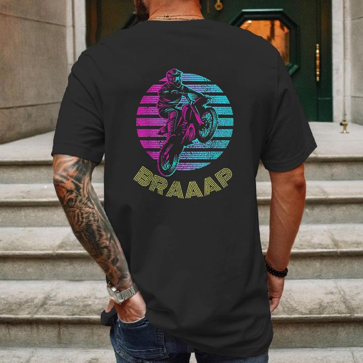 Braaap Vintage Motocross Dirt Bike Sunset Mens Back Print T-shirt Gifts for Men